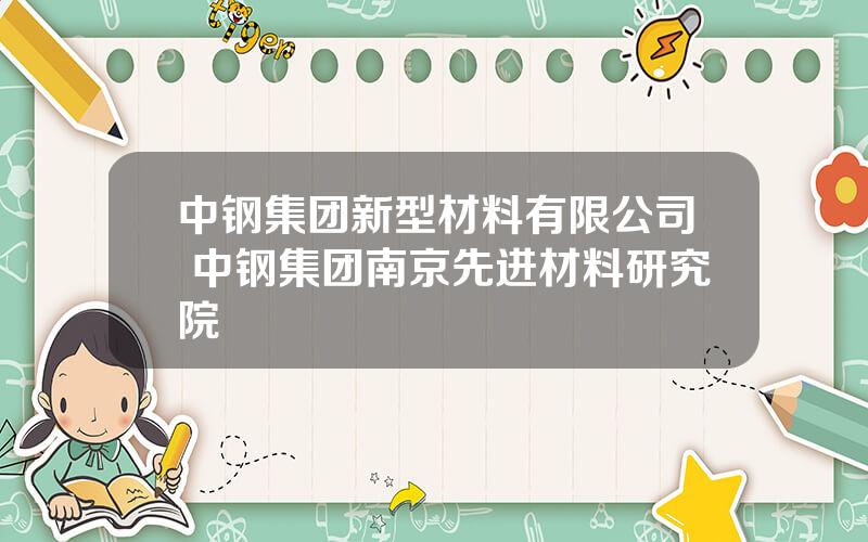 中钢集团新型材料有限公司 中钢集团南京先进材料研究院